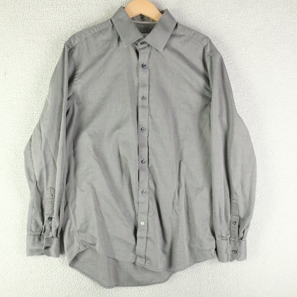 Robert Graham Shirt Mens 43 17 Large Gray Striped Long Sleeve Button Up Casual